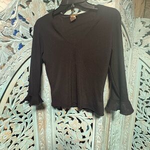 Chic Black V-Neck Women's Blouse